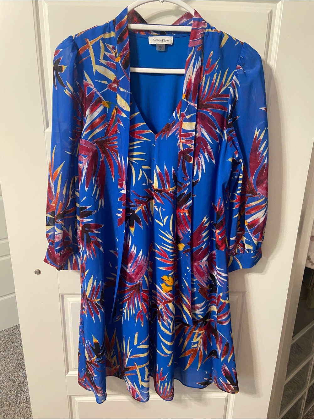 Calvin Klein Long Sleeve Dress with neck tie